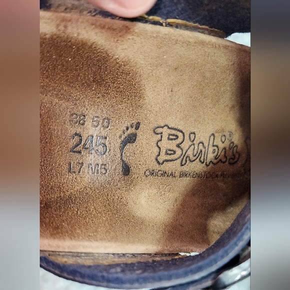 BIRKIS EUC WOMEN'S SIZE 7. BLUE LEATHER STRAP BETULA SANDALS - Picture 2 of 7